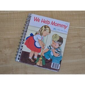Vintage Little Golden Book Journal- We Help Mommy 1959- 40+ Lined Pages-Handmade